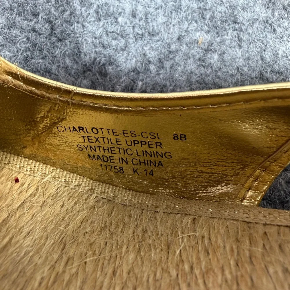 Lauren Ralph Lauren Charlotte Espadrille Wedge Women 8B Orange Textile Gold GUC